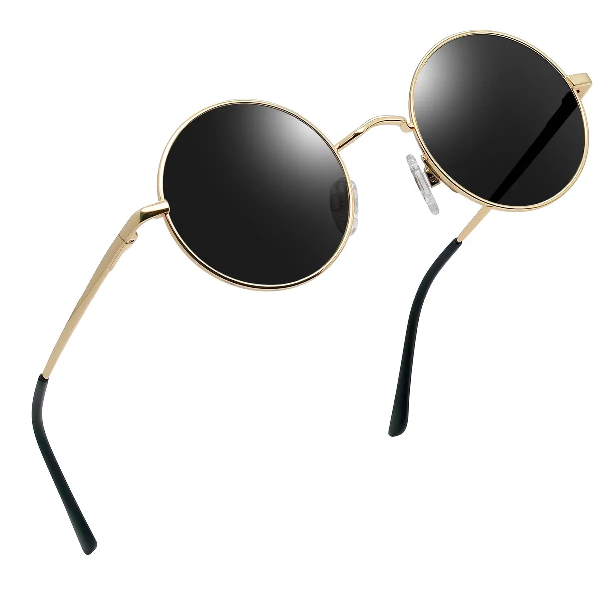 Joopin Small Round Sunglasses Circle Shades for Men Women Circular Metal Sun Glasses Polarized UV400 Costume (Gold Black) | Stylish & UV Protected - main product image