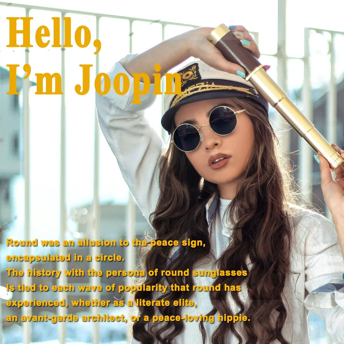 Joopin Small Round Sunglasses Circle Shades for Men Women Circular Metal Sun Glasses Polarized UV400 Costume (Gold Black) | Stylish & UV Protected - view 2