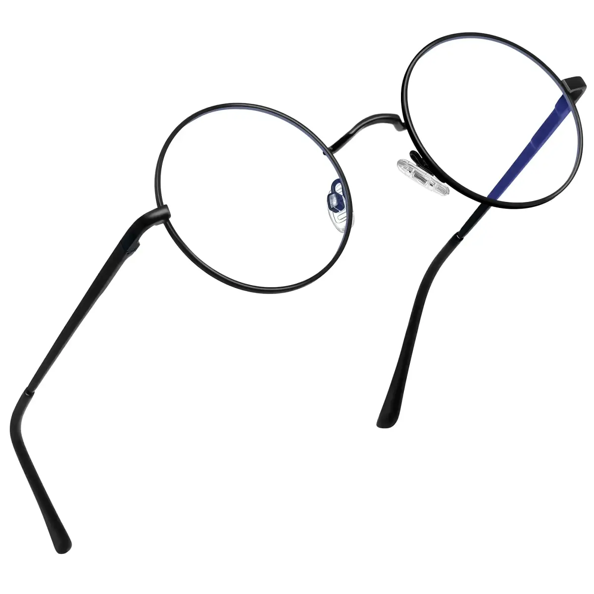 Joopin Black Clear Small Round Sunglasses with Metal Frame, Polarized UV400 Protection - main product image