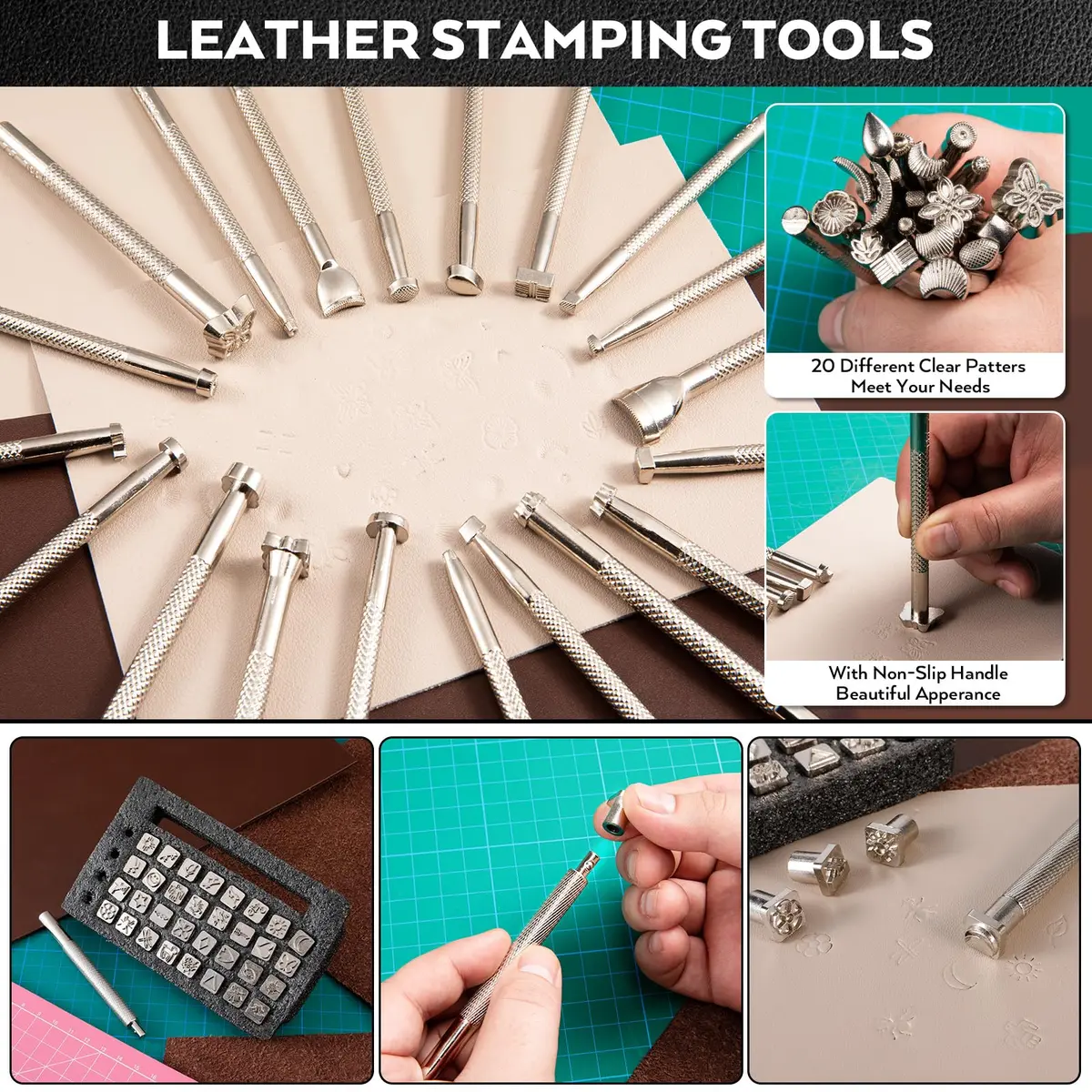 Nicpro Leather Tooling Kit 160PCS | Professional Leather Craft Tools & Storage Bag - view 5