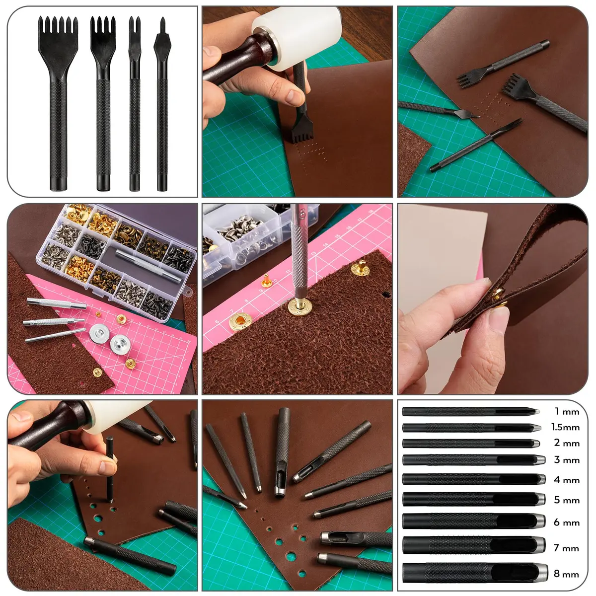 Nicpro Leather Tooling Kit 160PCS | Professional Leather Craft Tools & Storage Bag - view 6