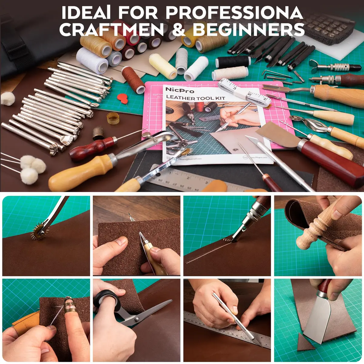 Nicpro Leather Tooling Kit 160PCS | Professional Leather Craft Tools & Storage Bag - view 7