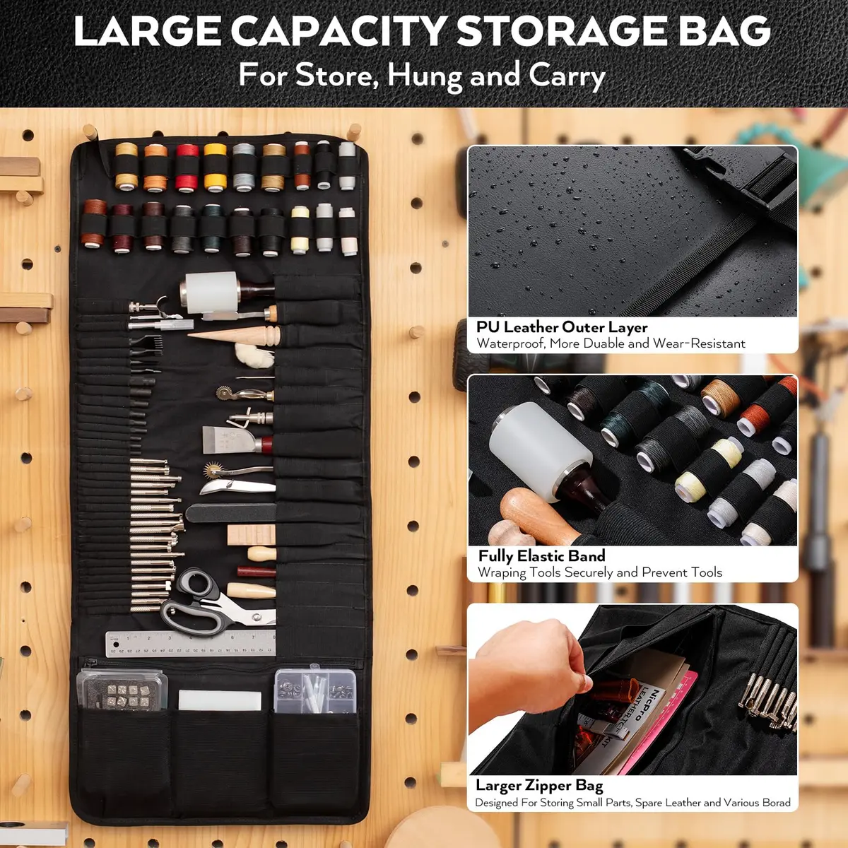 Nicpro Leather Tooling Kit 160PCS | Professional Leather Craft Tools & Storage Bag - view 3