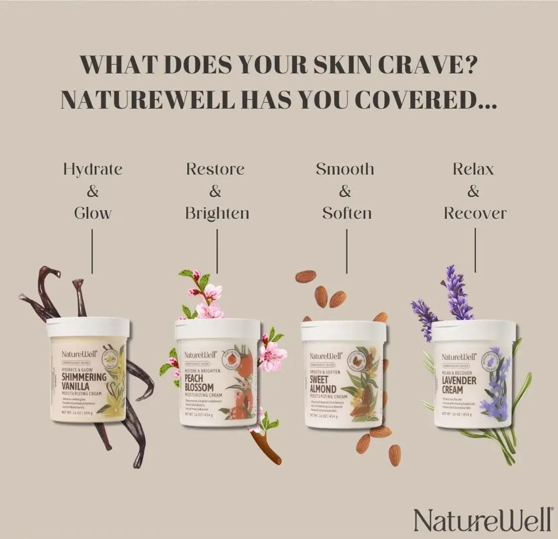 NATURE WELL Peach Blossom Restore & Brighten Moisturizing Cream 473ml (16 Oz) | Dermatologist-Tested for All Skin Types - view 7