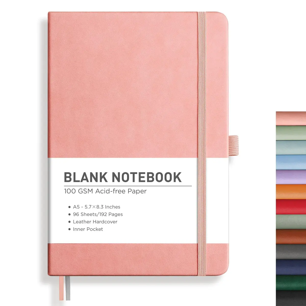 RETTACY Blank Journal Notebook A5 Pink 192 Pages | Acid-Free Paper for Smooth Writing - main product image