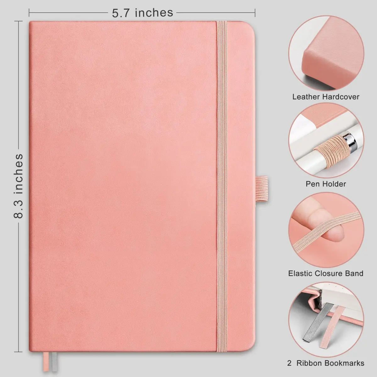 RETTACY Blank Journal Notebook A5 Pink 192 Pages | Acid-Free Paper for Smooth Writing - view 2