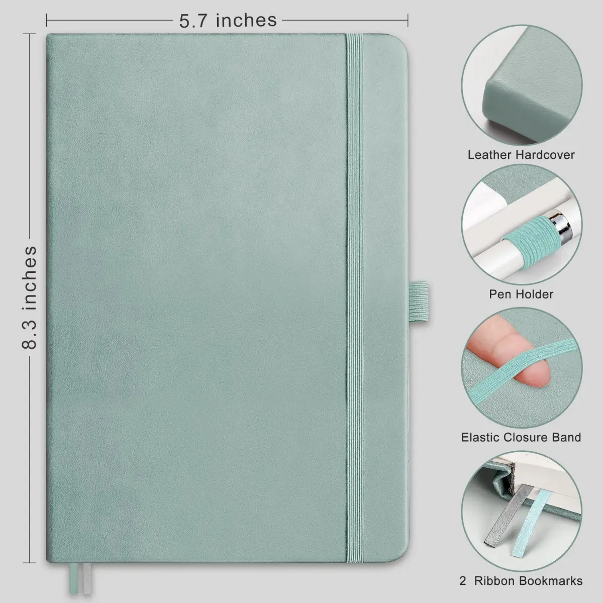 RETTACY Blank Journal Notebook A5 Blue-gray 192 Pages | Acid-Free Paper for Drawing - view 2