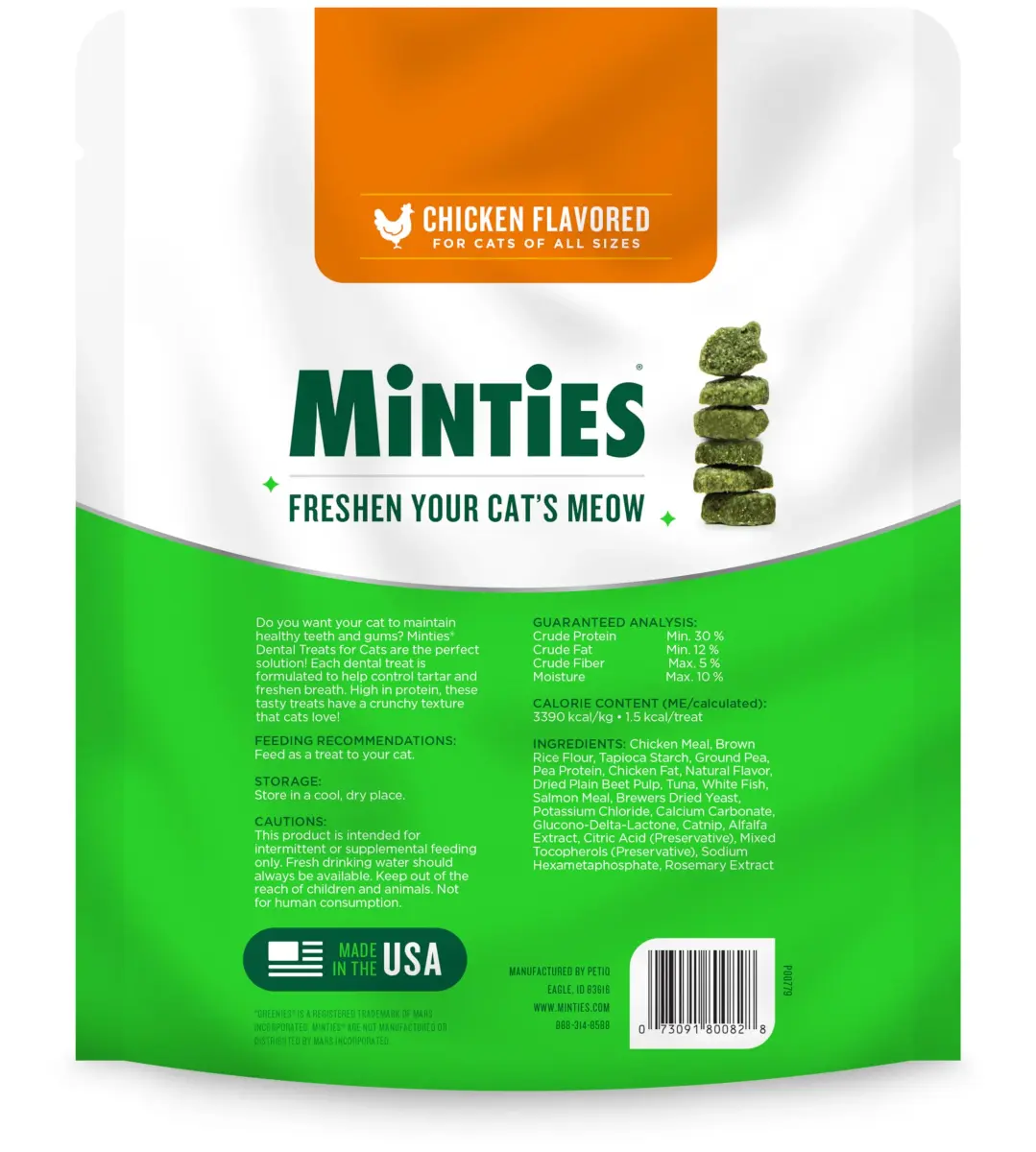 Minties Dental Treats for Cats, Chicken Flavored Cat Dental Treats, 10oz (283g) | Freshens Breath & Controls Tartar - view 7