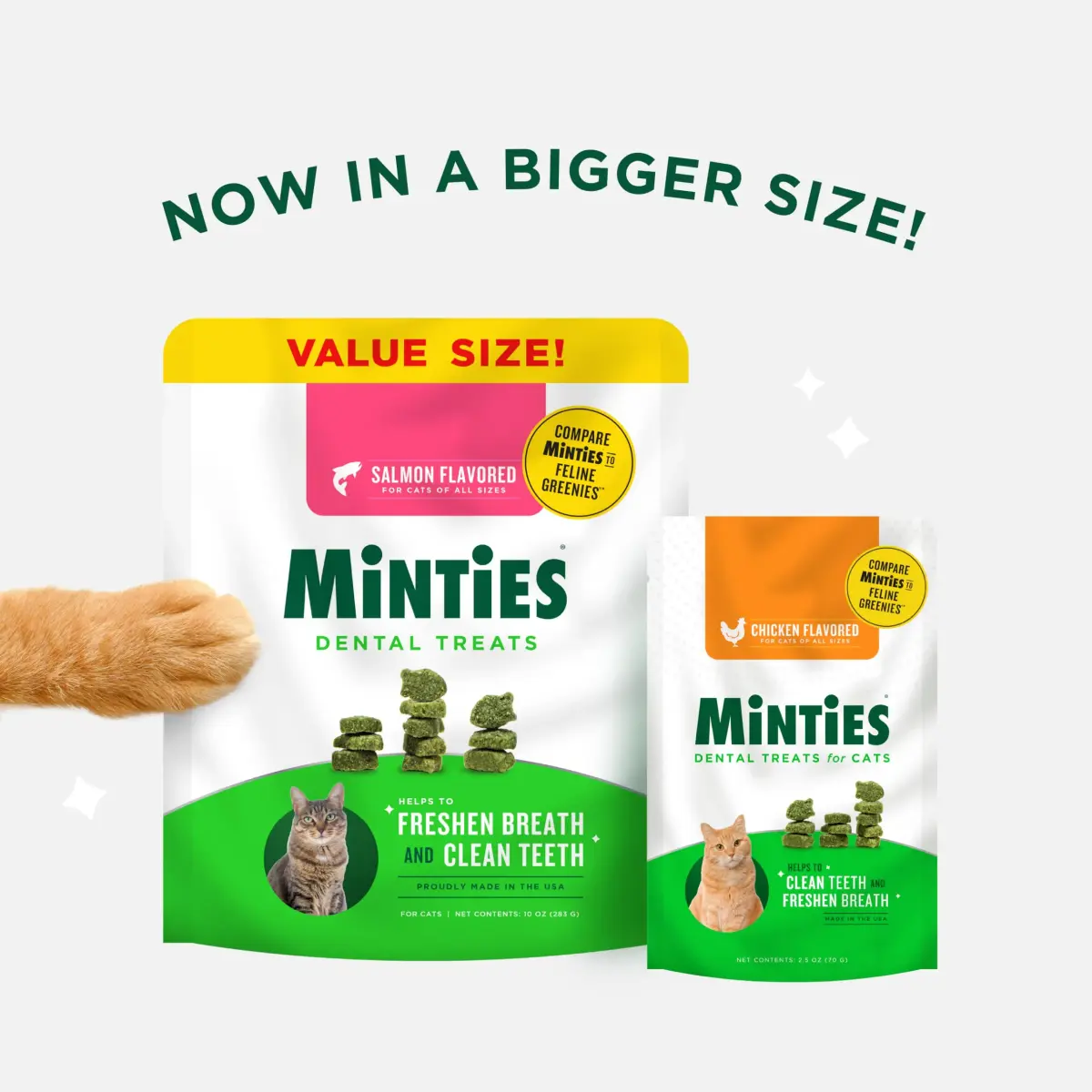 Minties Dental Treats for Cats, Chicken Flavored Cat Dental Treats, 10oz (283g) | Freshens Breath & Controls Tartar - view 2