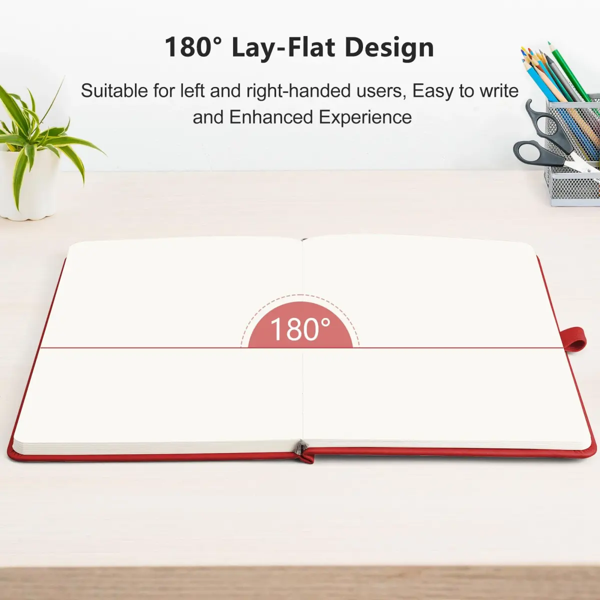 RETTACY Red Blank Journal Notebook A5 (5.7'' x 8.3'') | Acid-Free 100 GSM Paper - view 6