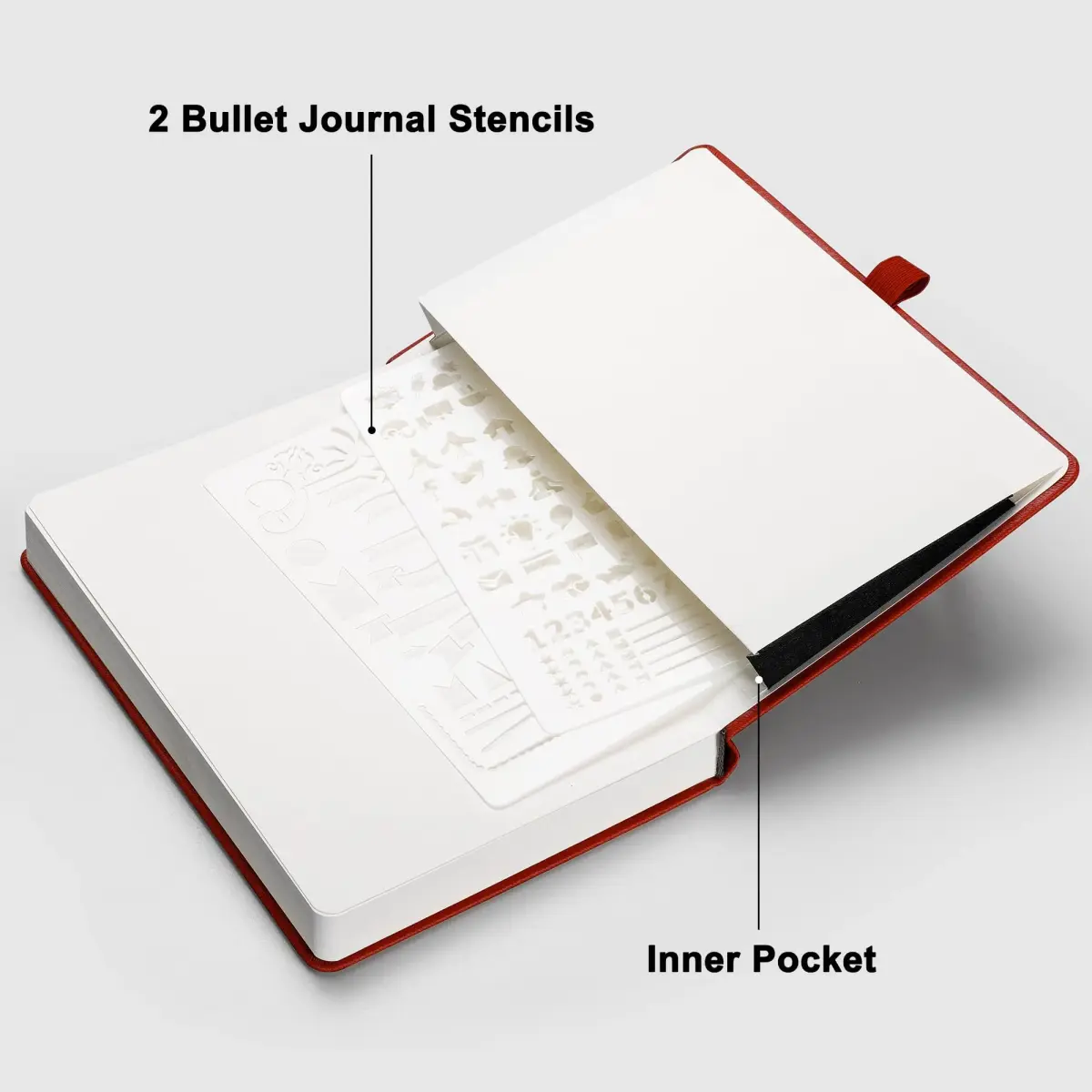 RETTACY Red Blank Journal Notebook A5 (5.7'' x 8.3'') | Acid-Free 100 GSM Paper - view 7