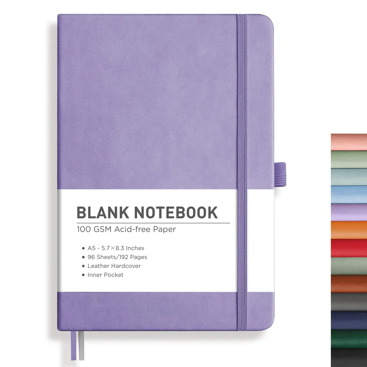RETTACY Blank Journal Notebook A5 Purple 192 Pages | Acid-Free Paper for Smooth Writing - main product image