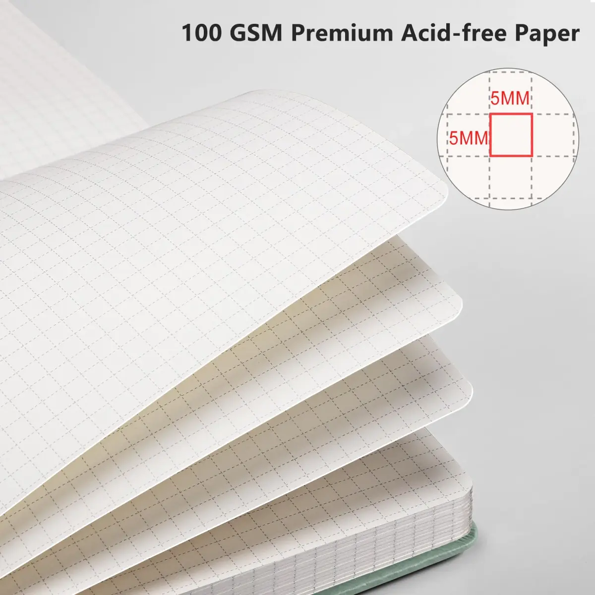 RETTACY Graph Grid Paper Notebook A5 Sage Green 192 Pages | Engineering Paper for Students - view 3