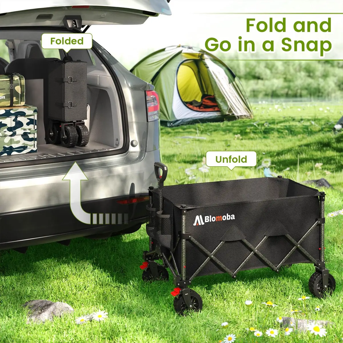 Blomoba Heavy Duty Collapsible Wagon Cart 330lbs | Large Capacity, Easy Storage & Versatile Use - view 6
