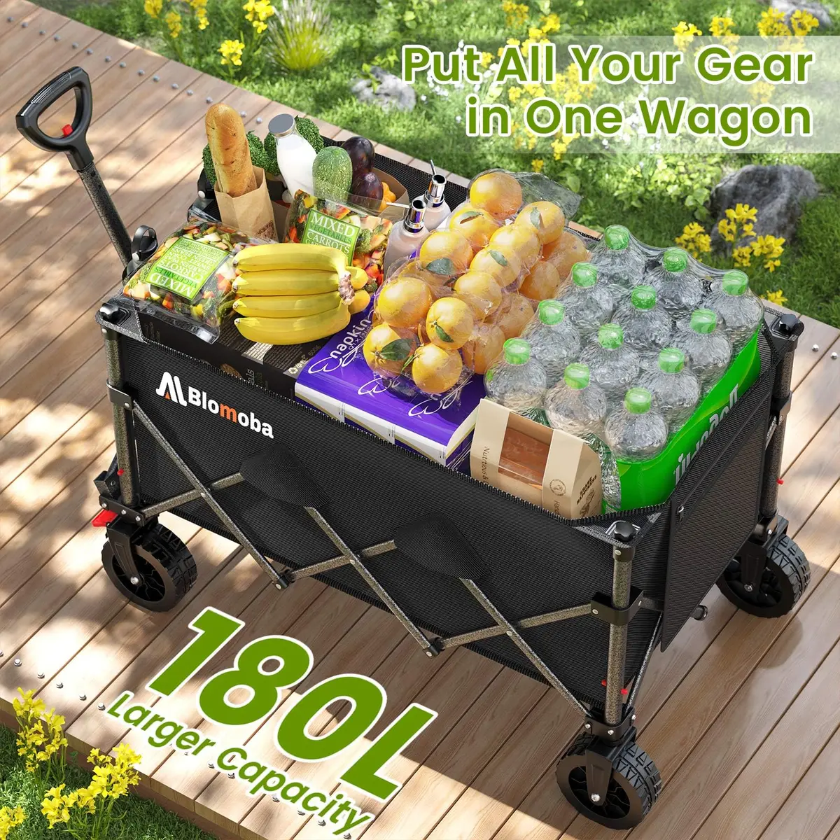 Blomoba Heavy Duty Collapsible Wagon Cart 330lbs | Large Capacity, Easy Storage & Versatile Use - view 2