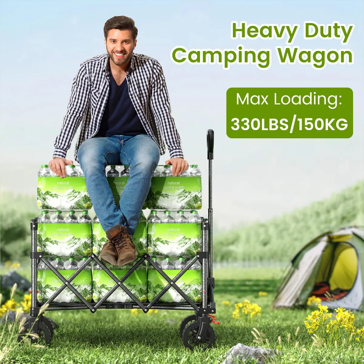 Blomoba Heavy Duty Collapsible Wagon Cart 330lbs | Large Capacity, Easy Storage & Versatile Use - view 3