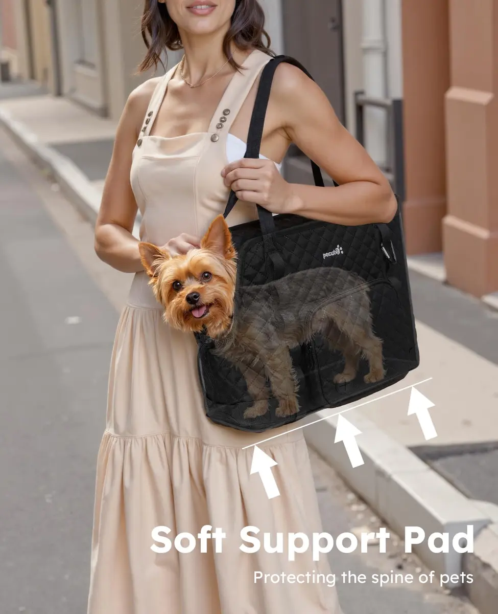 Pecute Dog Purse Carrier, Small Dog & Cat Tote Bag, Fits 5-9 lbs | Lightweight & Secure Travel Accessory - view 6