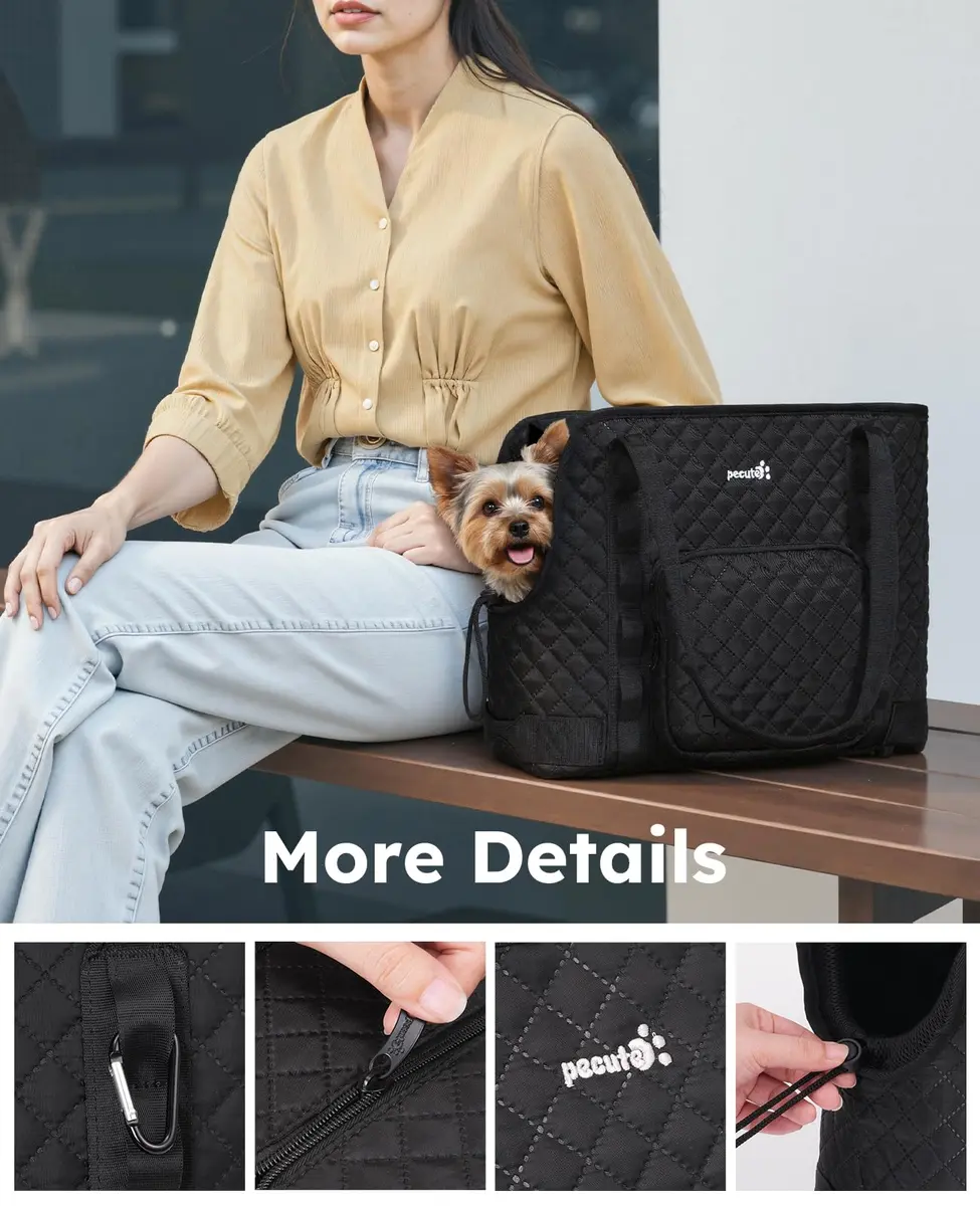 Pecute Dog Purse Carrier, Small Dog & Cat Tote Bag, Fits 5-9 lbs | Lightweight & Secure Travel Accessory - view 8