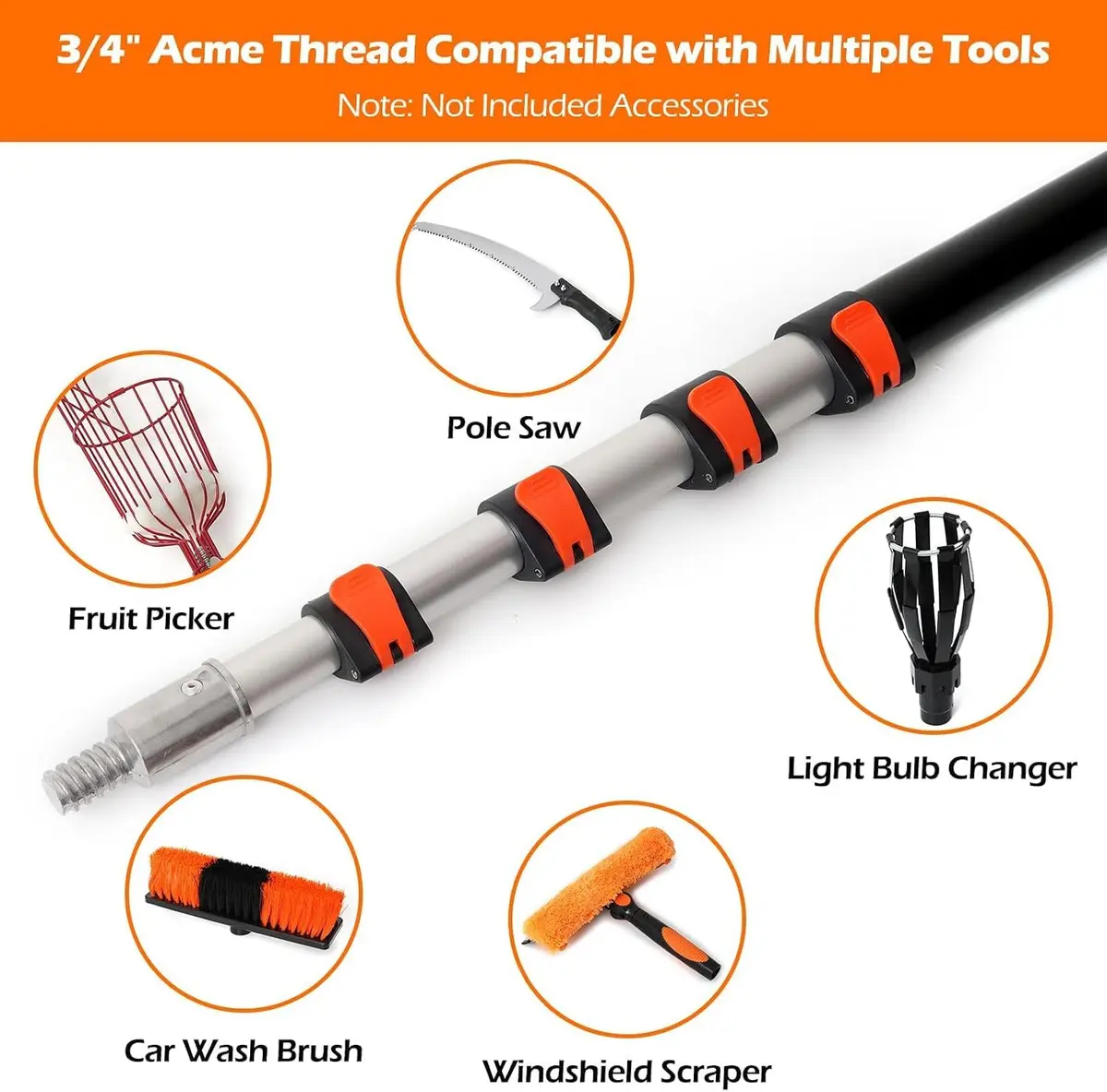 AgiiMan 26FT Reach Telescoping Pole | Aluminum Extension Rod for Painting & Cleaning, 5-20FT - view 5