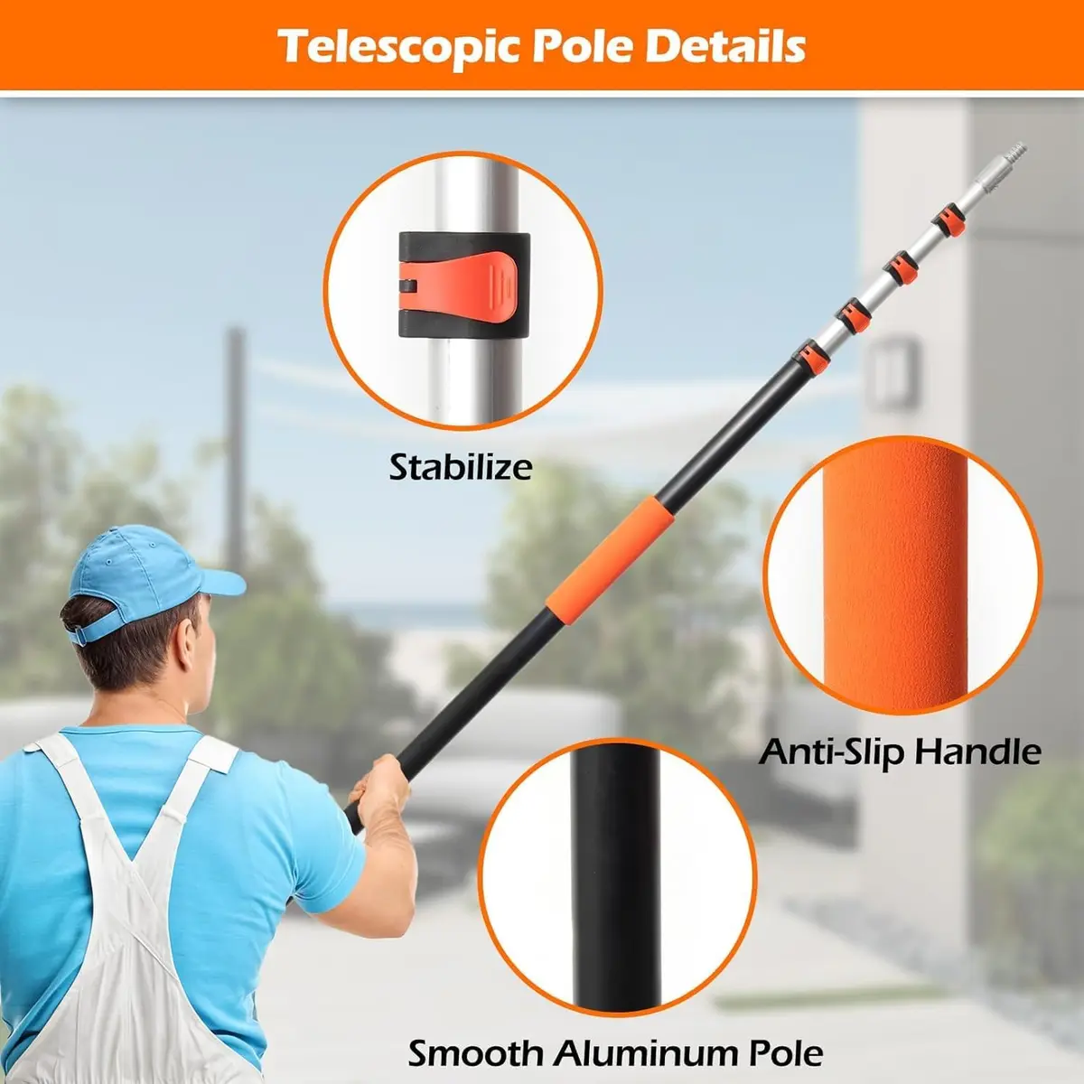 AgiiMan 26FT Reach Telescoping Pole | Aluminum Extension Rod for Painting & Cleaning, 5-20FT - view 6