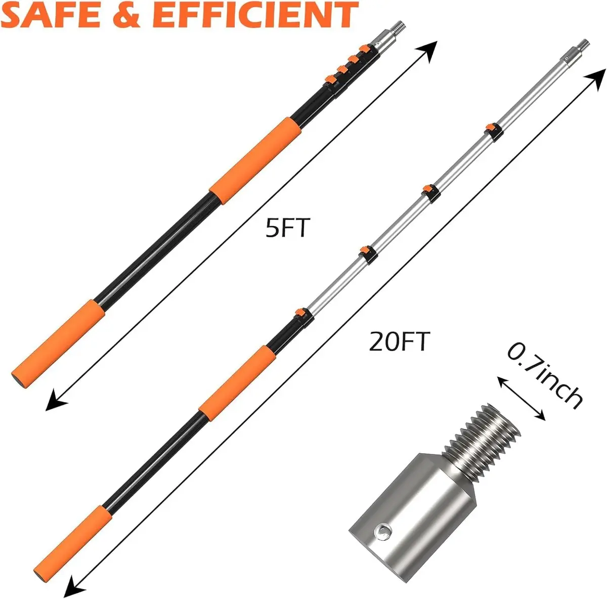AgiiMan 26FT Reach Telescoping Pole | Aluminum Extension Rod for Painting & Cleaning, 5-20FT - view 3