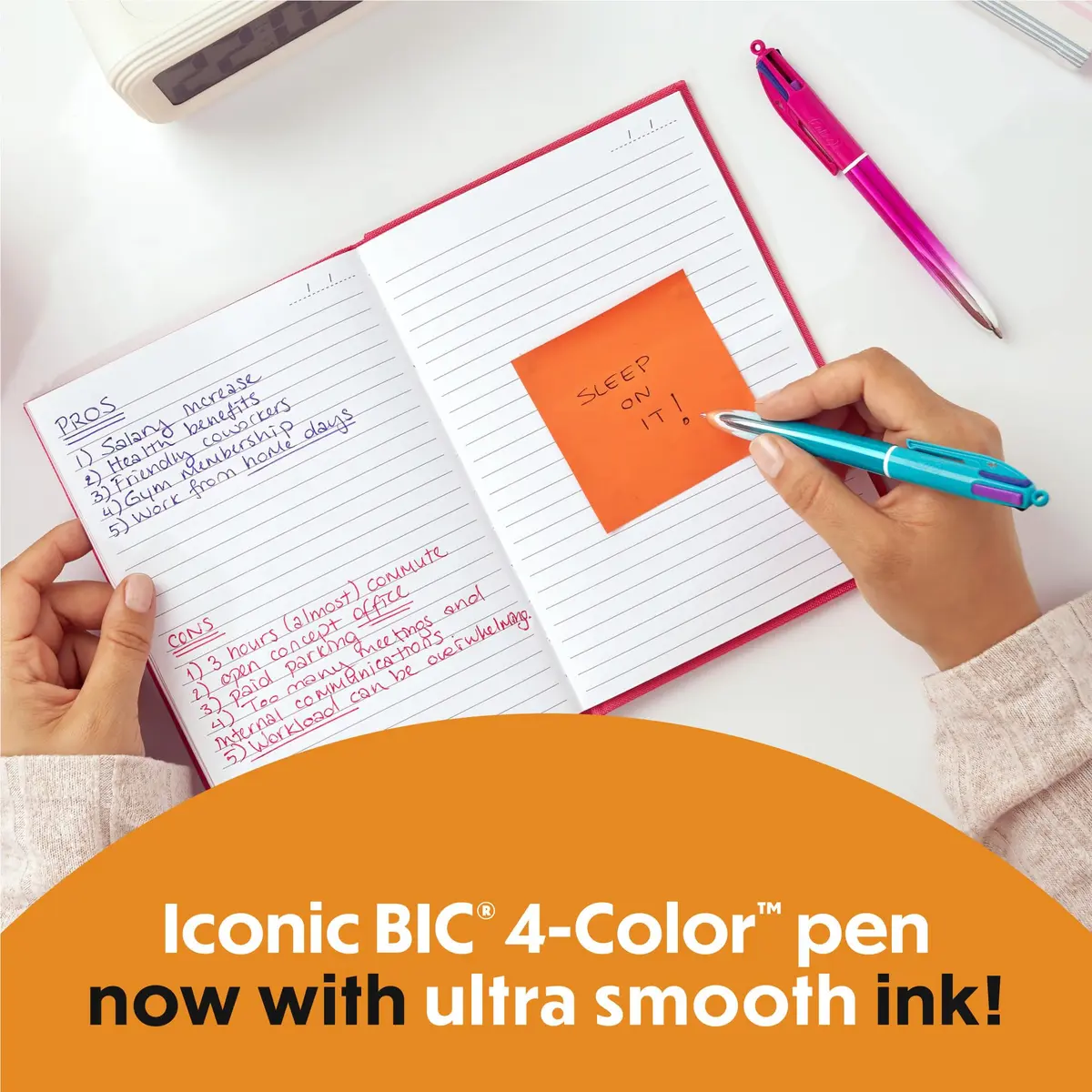 BIC 4 Color Retractable Ballpoint Pen 1.0 mm | Multicolor Smooth Gradient Design for School & Office - view 3