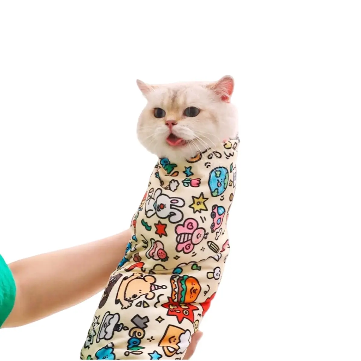 MANON ROSA Cat Grooming Wrap – Self-Adherent Anti-Scratch Swaddle for Stress-Free Nail Clipping & Care (M, Within 9.9lbs) - main product image