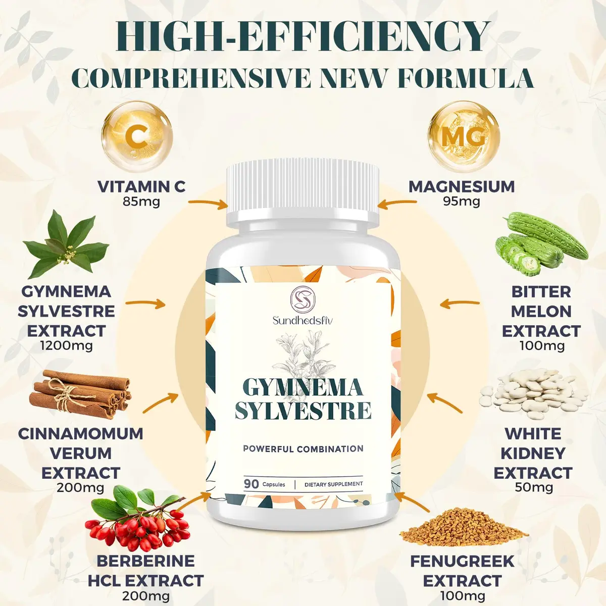 Sundhedsliv 16 in 1 Blxxd Sugr Supplement 90 Vegan Capsules | Gymnema, Berberine & Vitamins for Blood Sugar Support - view 3
