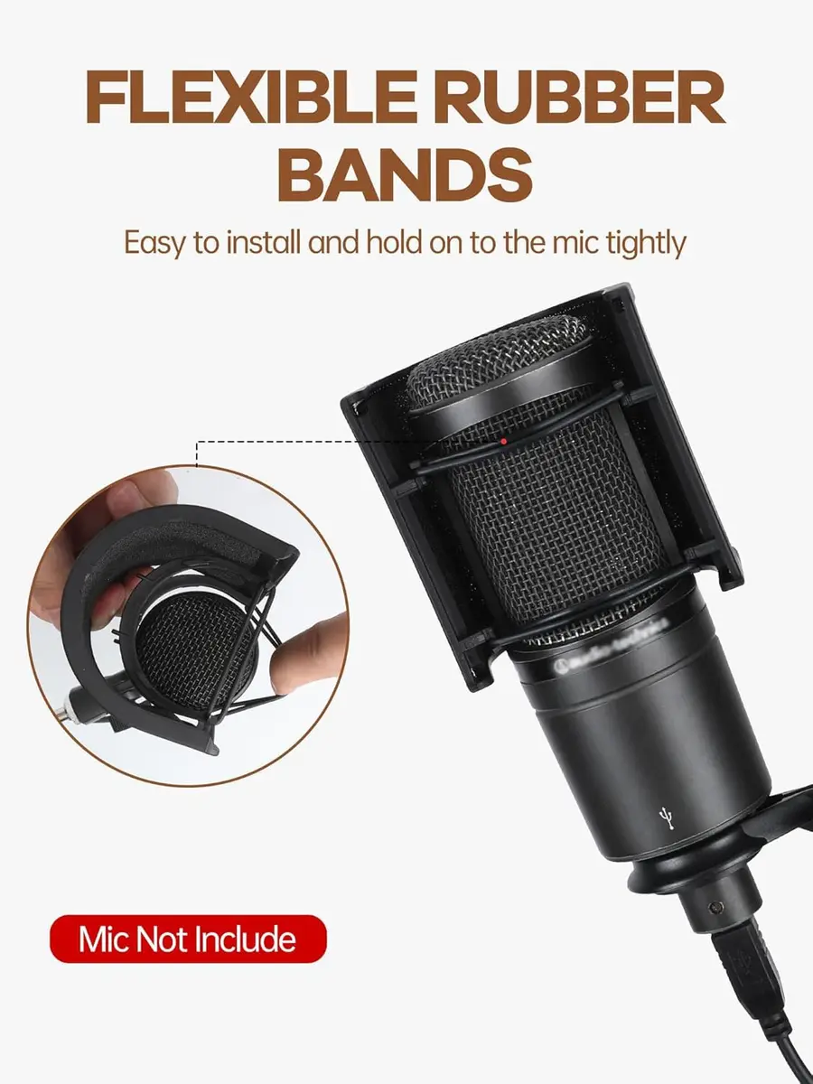 YOUSHARES AT2020 USB Microphone Pop Filter with 3-Layer Windscreen Mask Shield | Fits 35-50mm Mics - view 6
