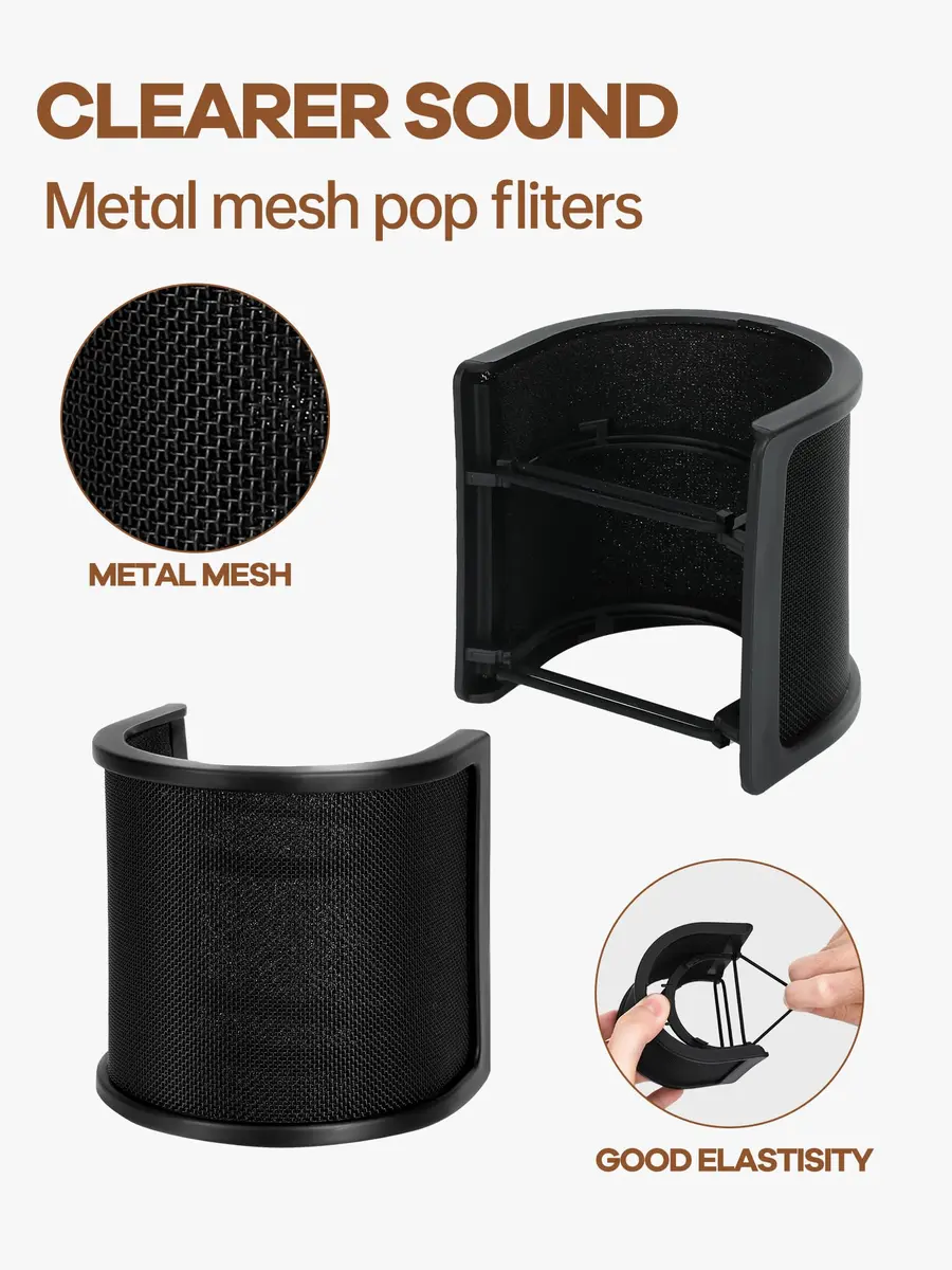 YOUSHARES AT2020 USB Microphone Pop Filter with 3-Layer Windscreen Mask Shield | Fits 35-50mm Mics - view 3