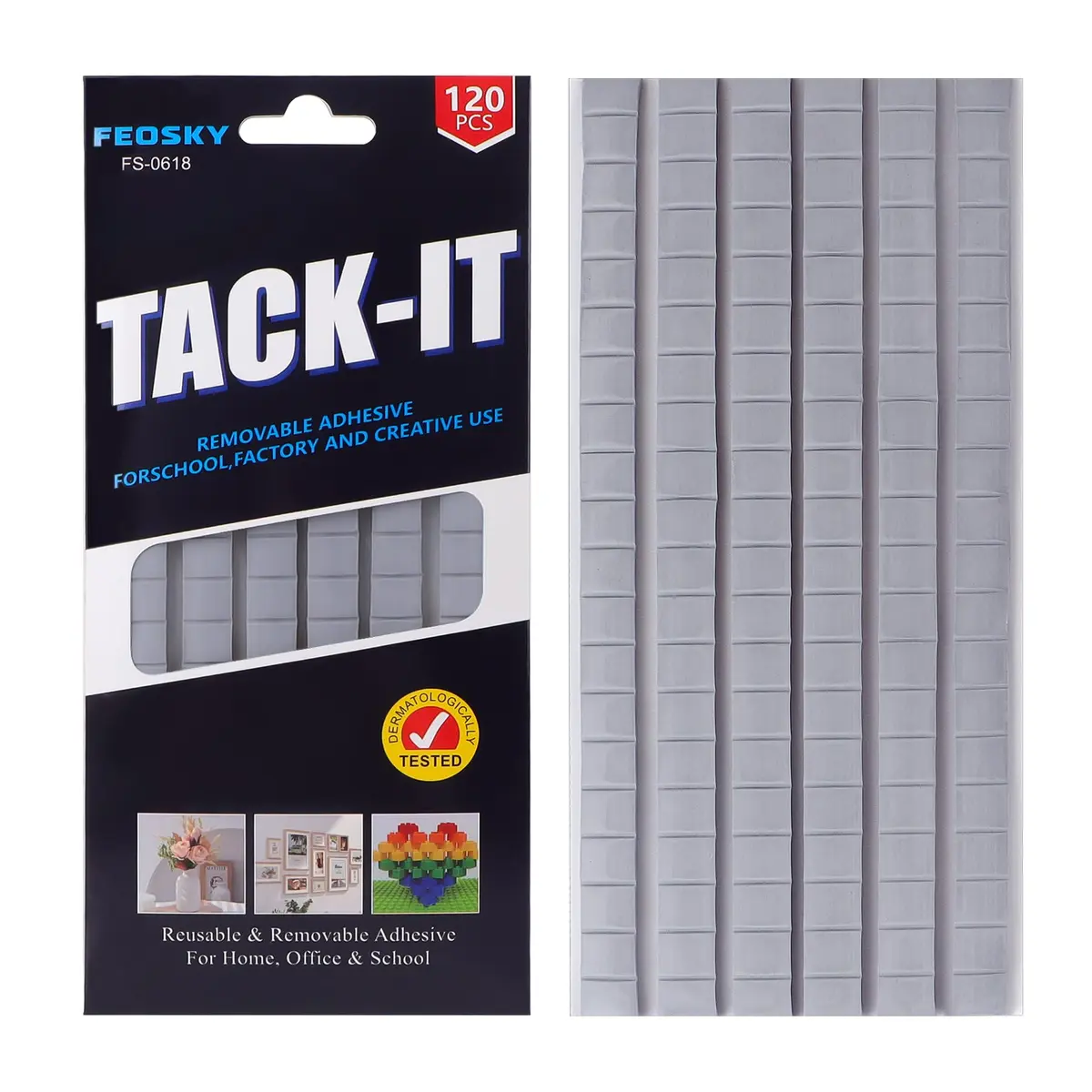 Feosky Adhesive Poster Sticky Tack Putty Grey 120PCS | Reusable & Removable Mounting Putty - main product image