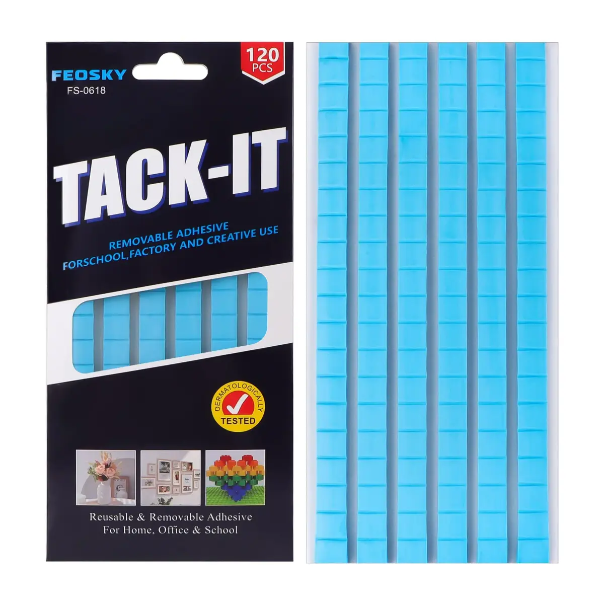 Feosky Adhesive Poster Sticky Tack Putty, 120 Pieces, Blue | Reusable & Removable Mounting Putty for Walls, Crafts, Photos - main product image