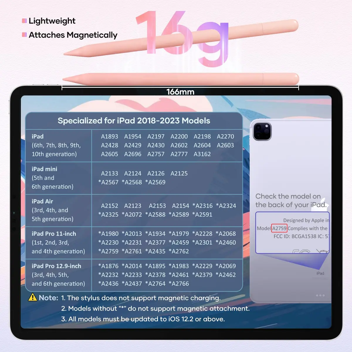 COOSTART Pink Stylus Pen for iPad 9th&10th Gen | Ultra Fast Charging, Precise & Durable (16.6cm * 0.9cm) - view 6