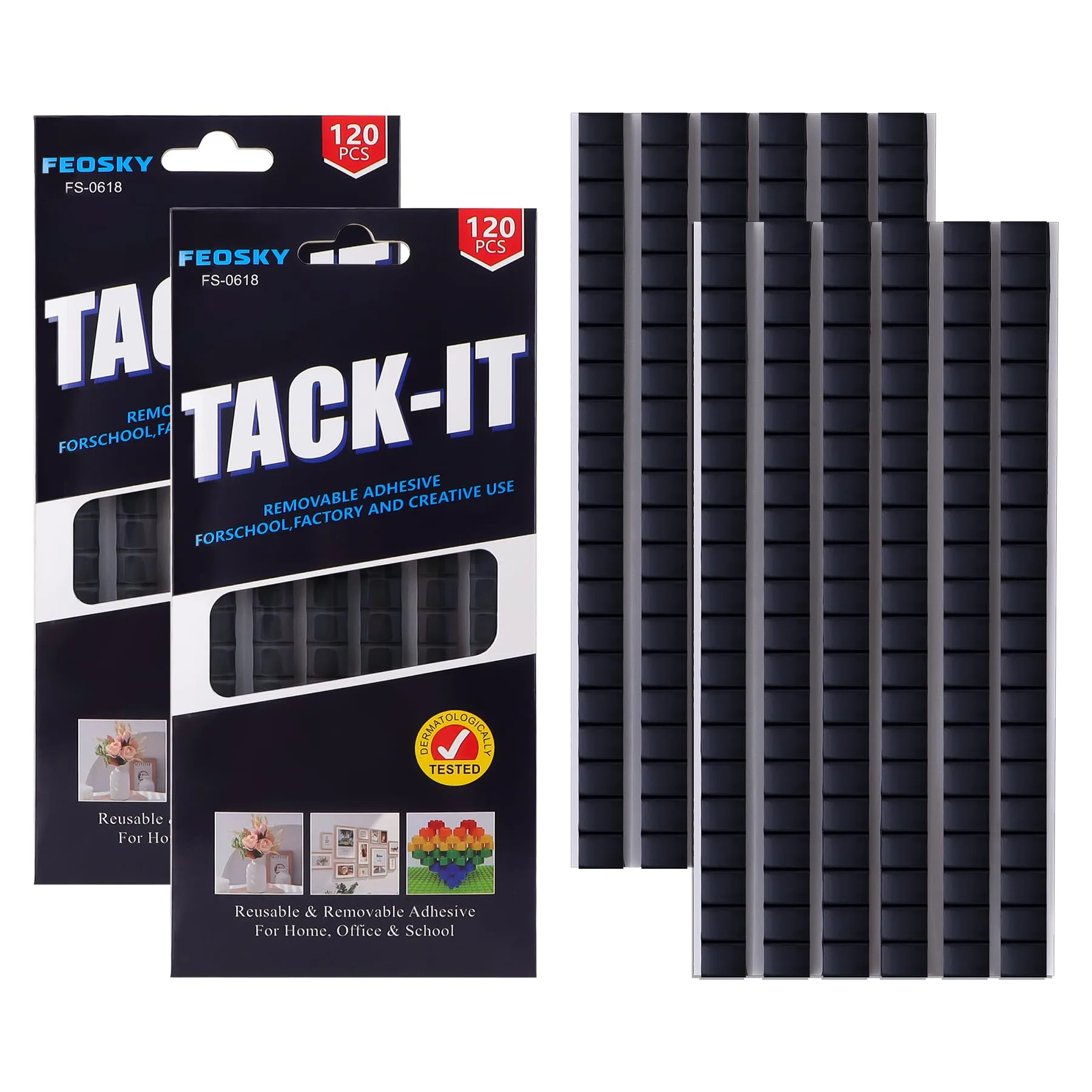 Feosky Adhesive Poster Putty 240 Pieces (Black) | Damage-Free Wall Mounting - main product image