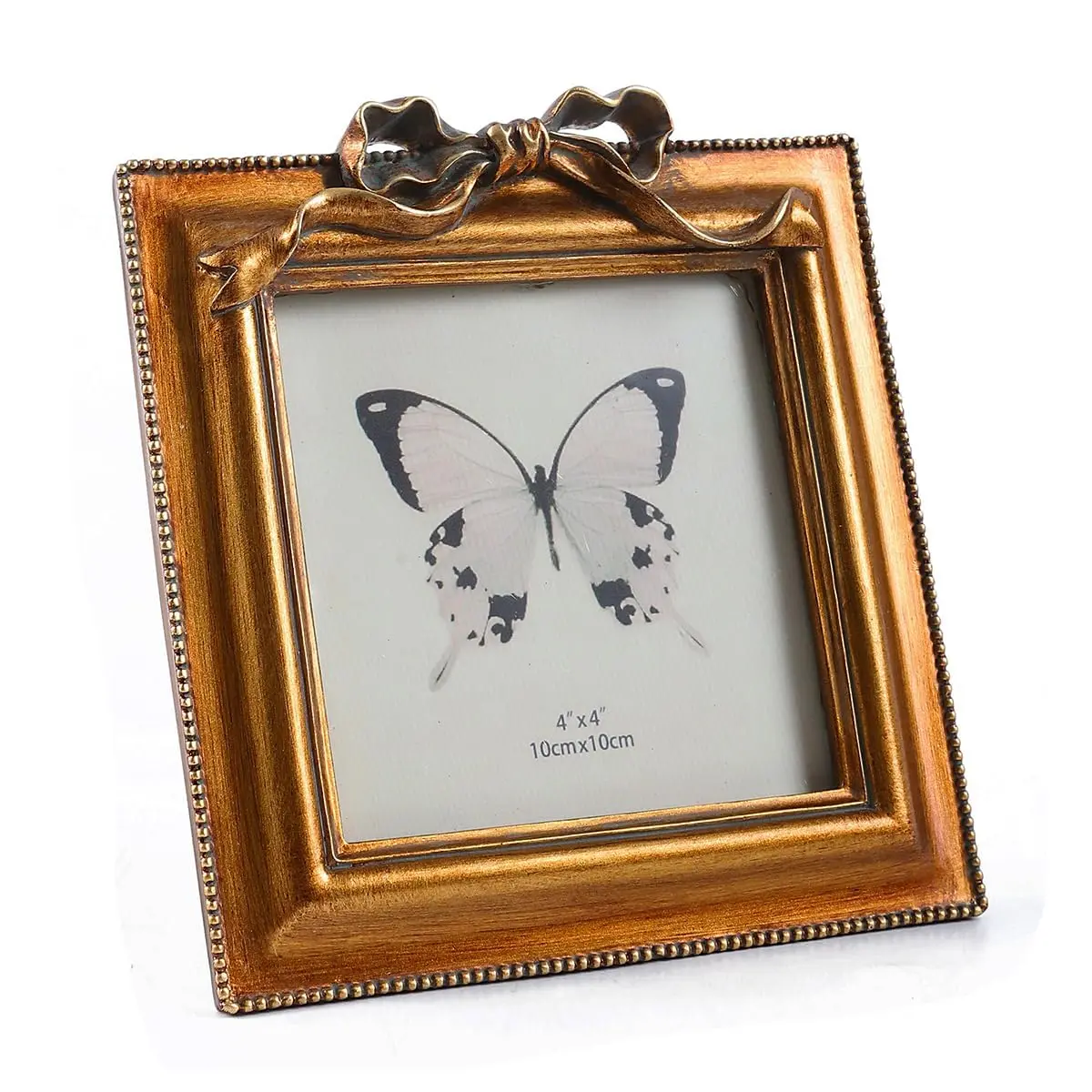 SIKOO Vintage Bow Picture Frame 10.16 cm (4x4 in) | Antique Bronze Gold Resin Wall & Tabletop Decor - view 7