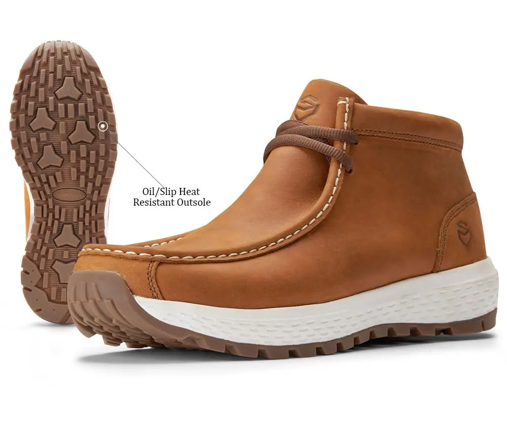 SUREWAY Men's Lightweight Chukka Boots with Moc Toe & Rubber Sole | 8.5 US (25.4 cm) - view 4