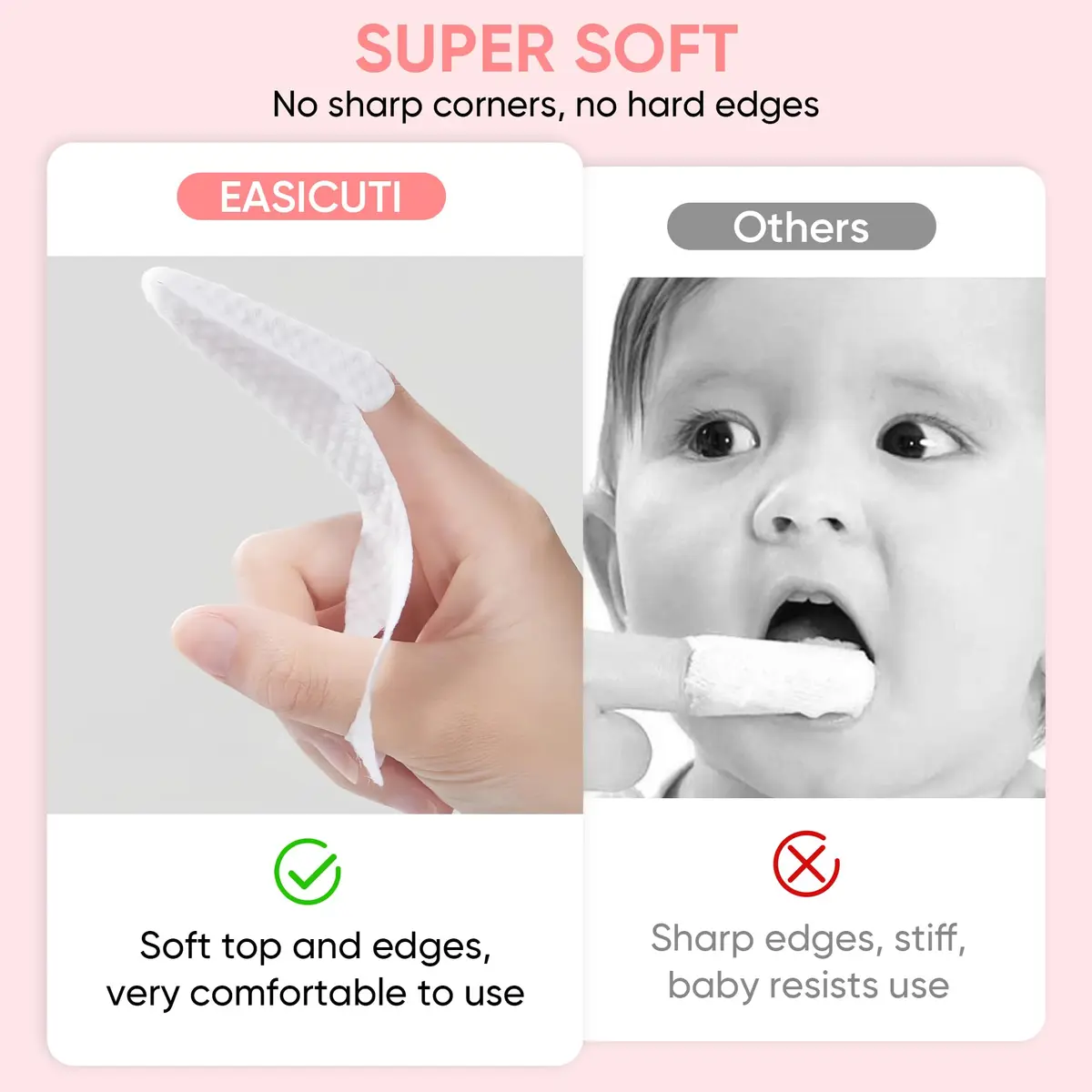 EASICUTI Baby Finger Toothbrush 40Pcs | Soft 3D Pearl Cotton Wipes for Infant Oral Care - view 2