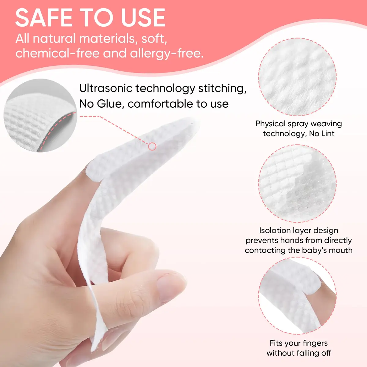 EASICUTI Baby Finger Toothbrush 40Pcs | Soft 3D Pearl Cotton Wipes for Infant Oral Care - view 4