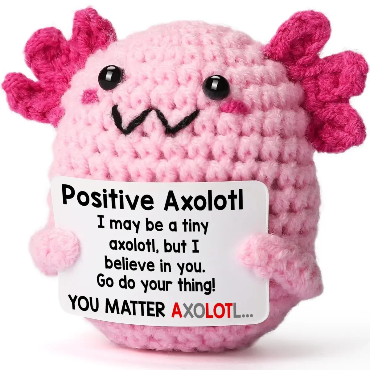 WEYON Handmade Crochet Axolotl Plush 7.6 cm (3 inches) | Positive Support Toy for Teen Girls & Women - main product image