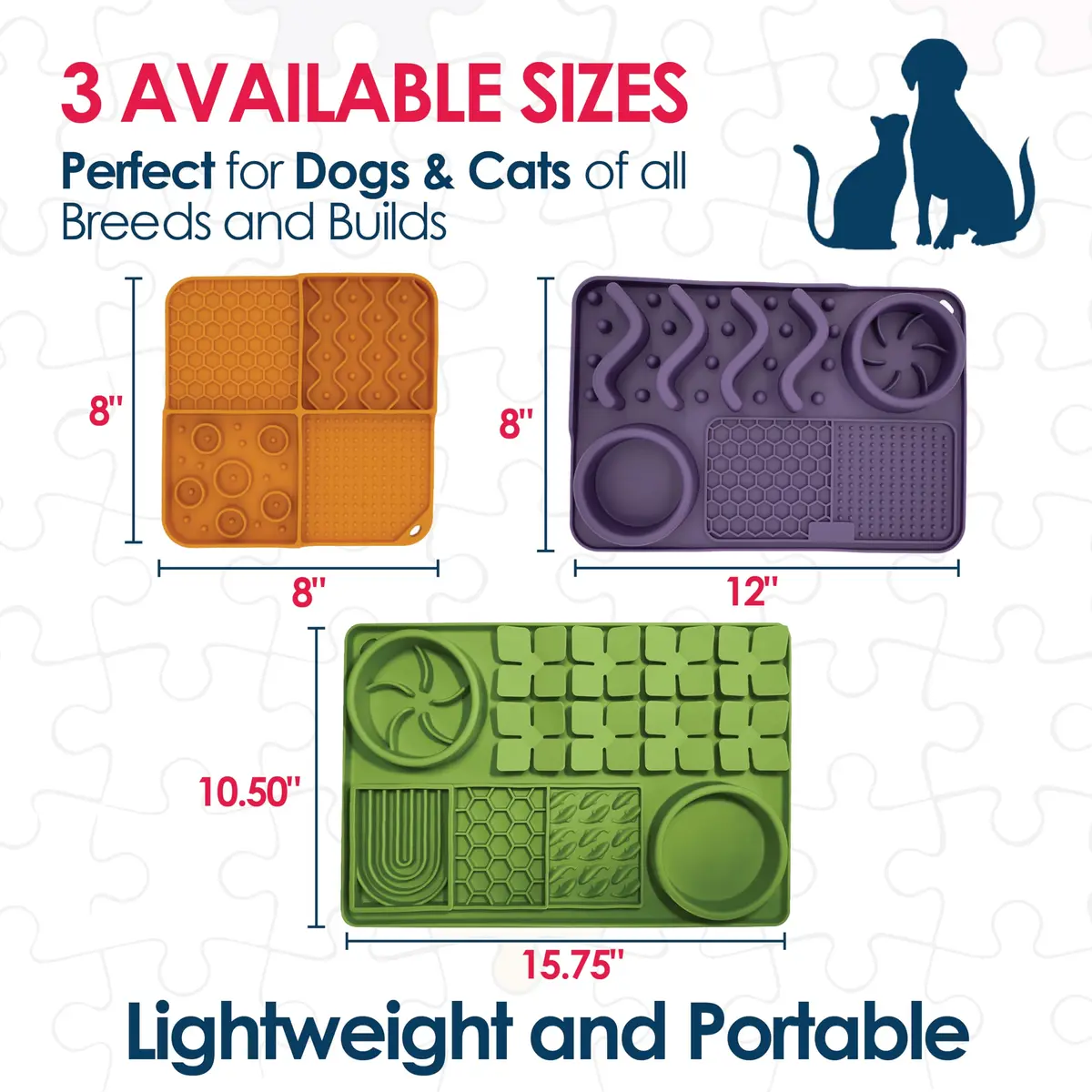 Palz&Co Paw Puzzle 2-in-1 Slow Feeder & Lick Mat for Dogs and Cats | Dishwasher Safe Silicone, Small 8"x8" in Orange - view 7