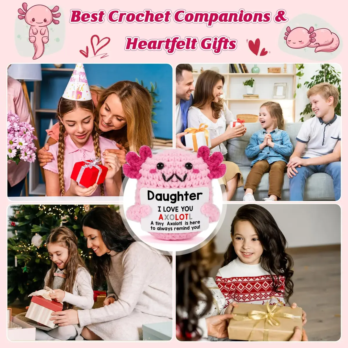 WEYON Handmade Crochet Axolotl Plush 7.62cm (3 inches) | ASTM-Tested Educational Toy - view 8