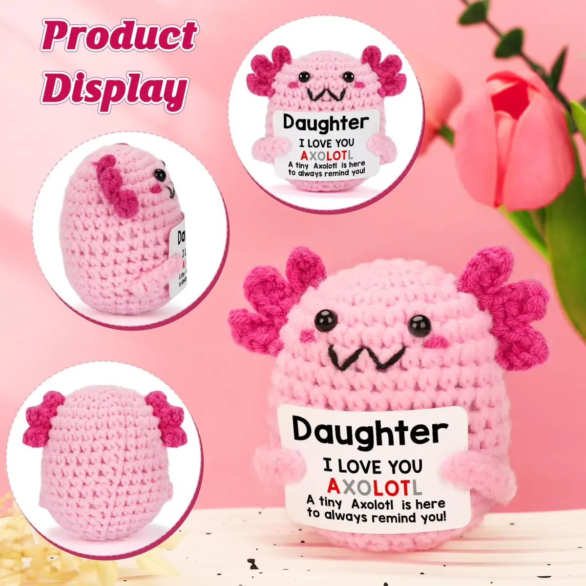 WEYON Handmade Crochet Axolotl Plush 7.62cm (3 inches) | ASTM-Tested Educational Toy - view 4