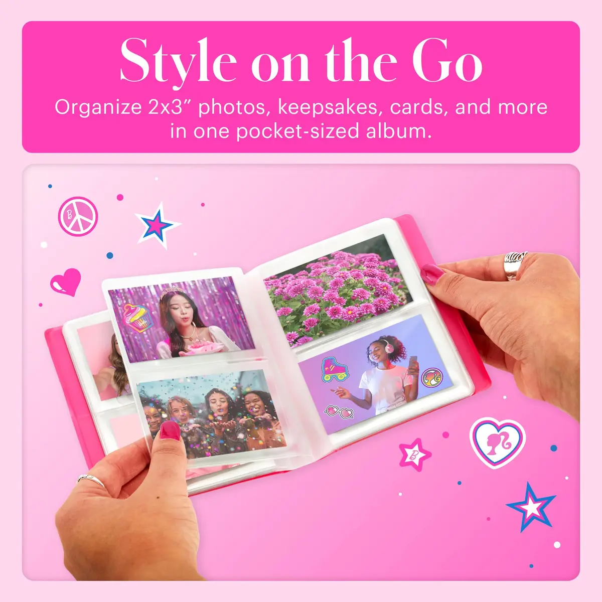KODAK Barbie 64-Photo Mini Photo Album with Transparent Window Cover | Durable Pink Album for 2x3” Photos - view 6