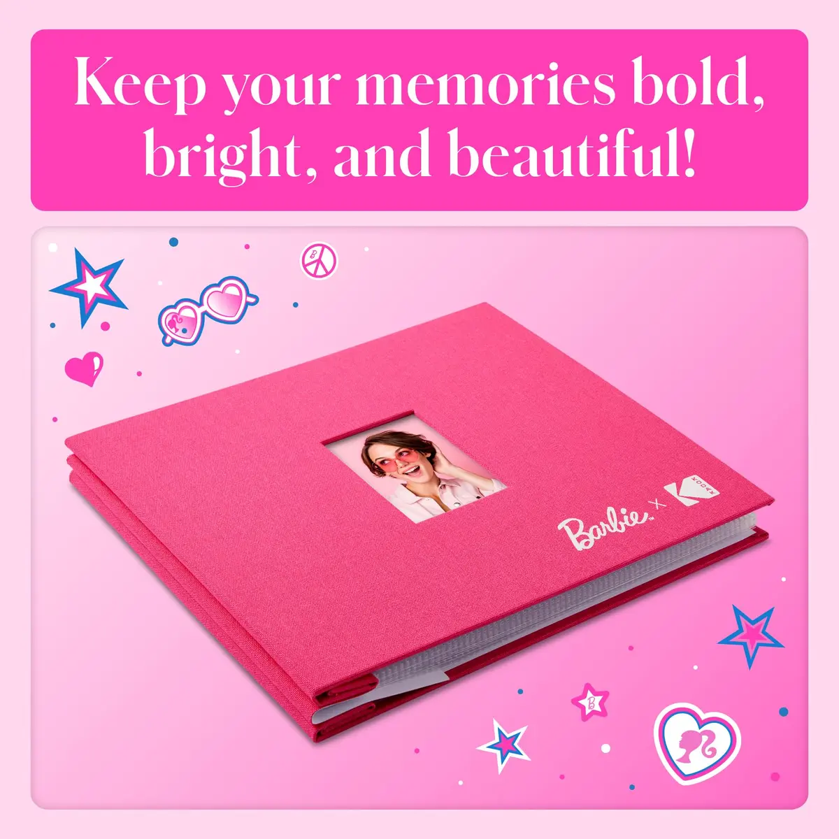 Kodak x Barbie Pink 8x8” Cloth Covered Scrapbook Photo Album with Front Picture Window | Acid-Free Archival Quality - view 4