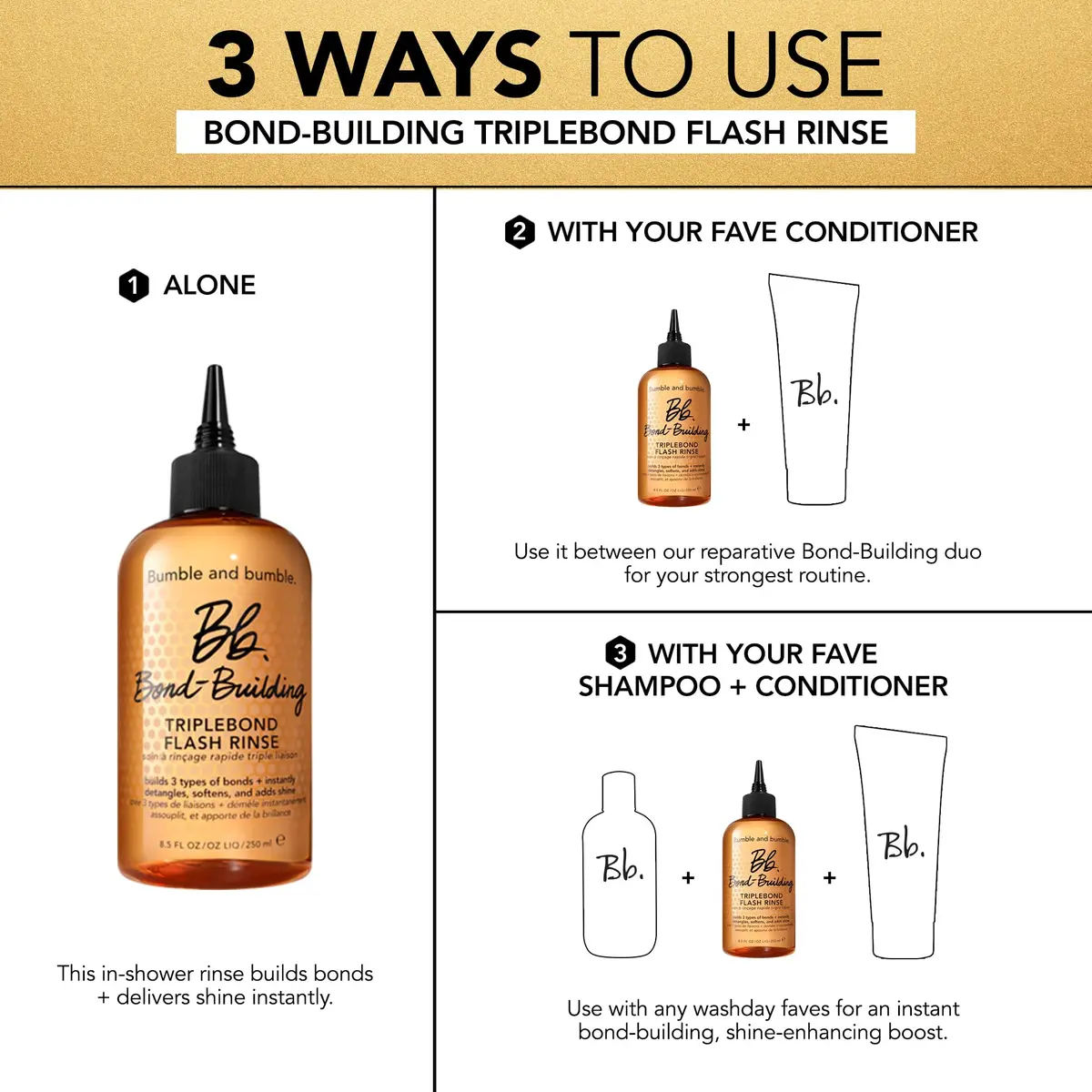 Bumble and bumble. Bond-Building TripleBond Flash Rinse 8.5 Fl Oz | Strengthens & Adds 2x Shine for Damaged Hair - view 3
