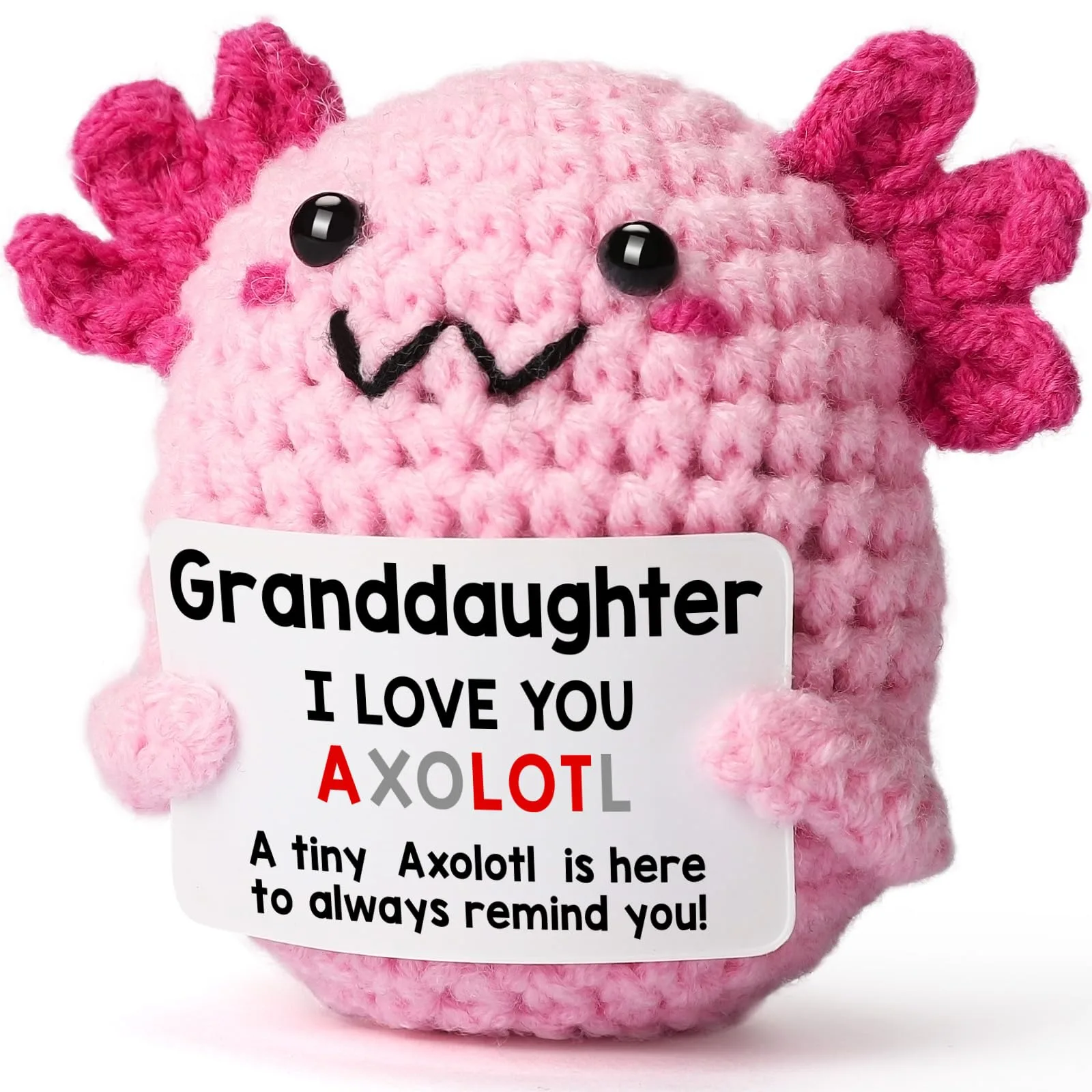 WEYON Crochet Axolotl Plush Toy for Granddaughter | Handmade Gift for Girls Age 2+ | Comforting & Inspirational - main product image