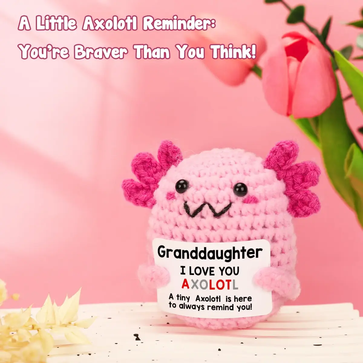 WEYON Crochet Axolotl Plush Toy 2.5in (6.35cm) | Handmade Gift for Granddaughter from Grandma Grandpa - view 4