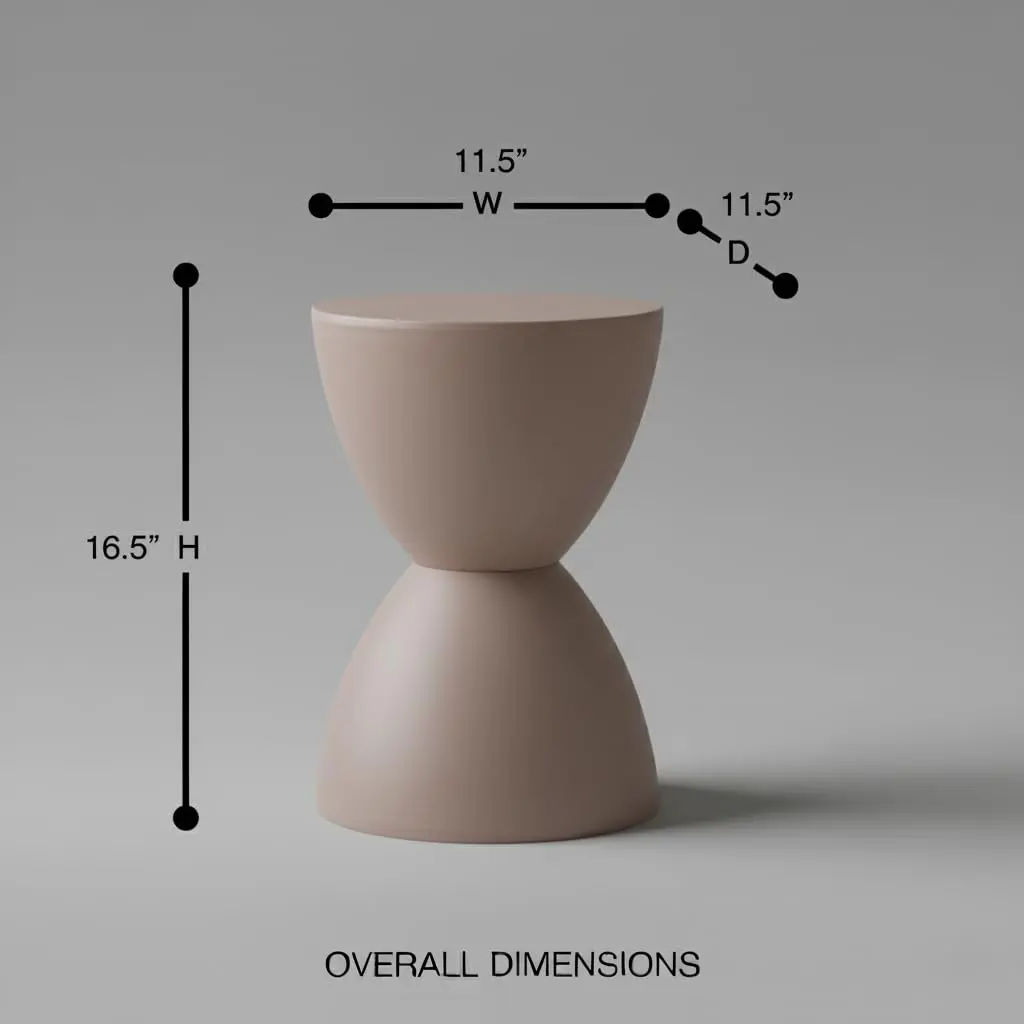 Euro Style Sallie Indoor/Outdoor Stool or End Table | Modern Hourglass Accent | UV-Protected Plastic Taupe - view 2