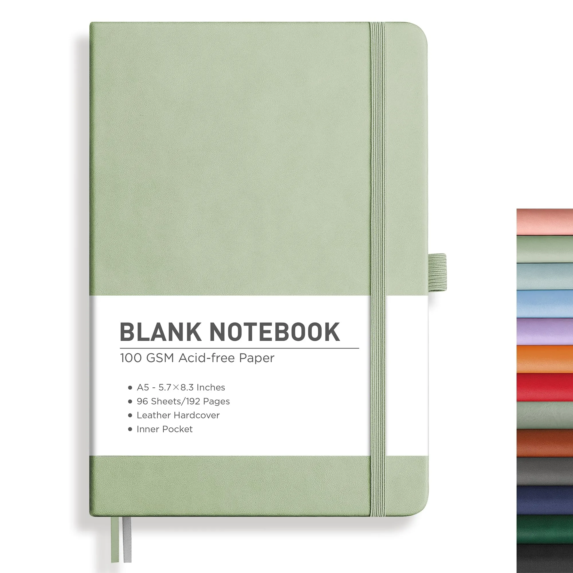 RETTACY Blank Journal Notebook A5 (5.7'' x 8.3'') 192 Pages Light Green | Acid-Free Paper Notebook for Professionals - main product image