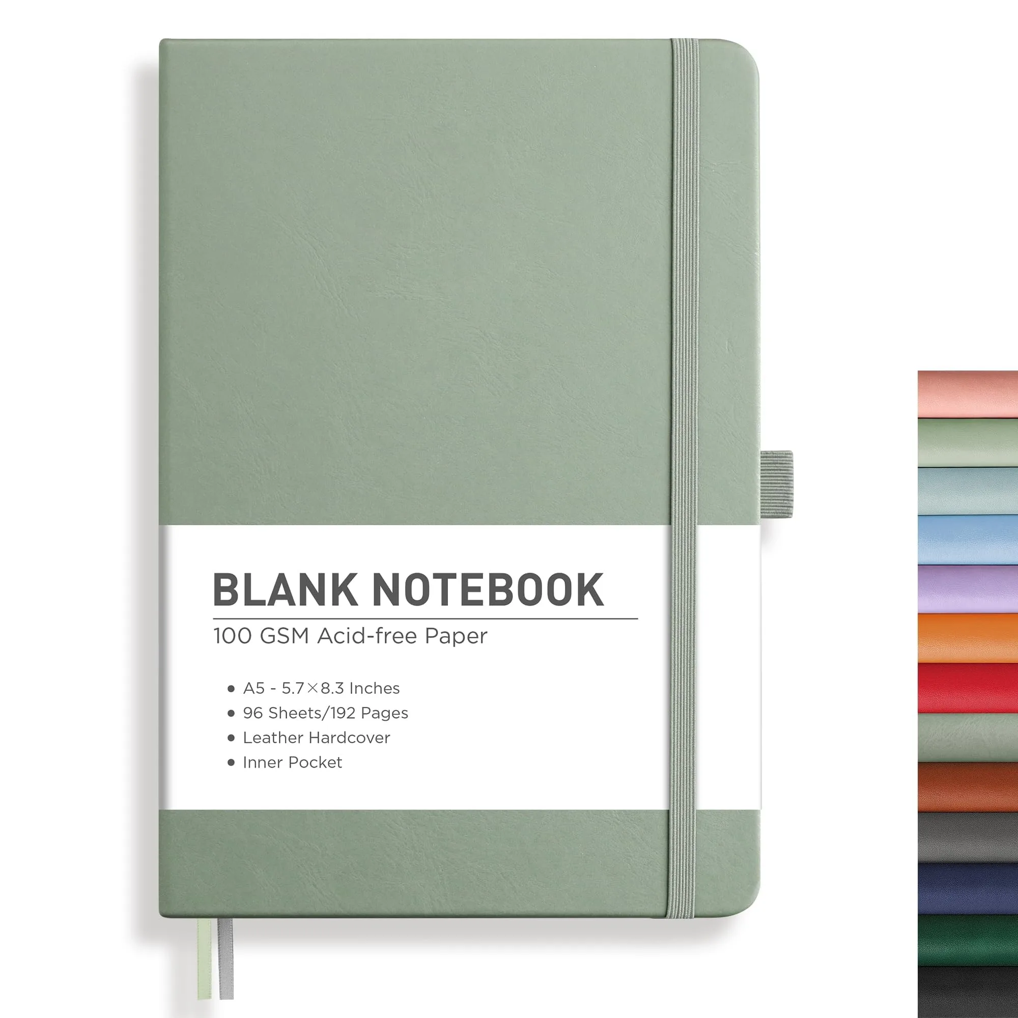 RETTACY Blank Journal Notebook A5 Sage Green 192 Pages | Acid-Free Paper for Smooth Writing - main product image
